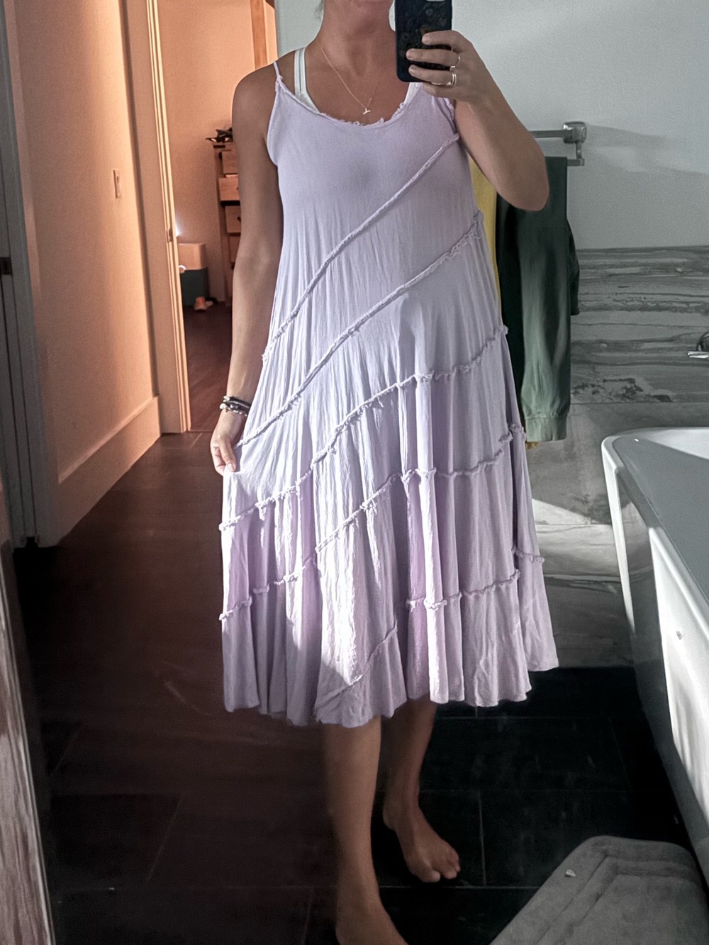 Light Lavender Spaghetti-Strap boho midi dress